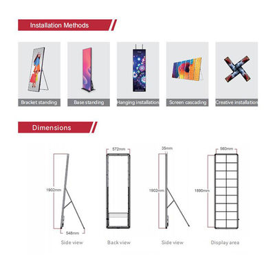 Màn hình áp phích LED P1.9 kỹ thuật số HD linh hoạt Không thấm nước Tốc độ làm mới 2880hz